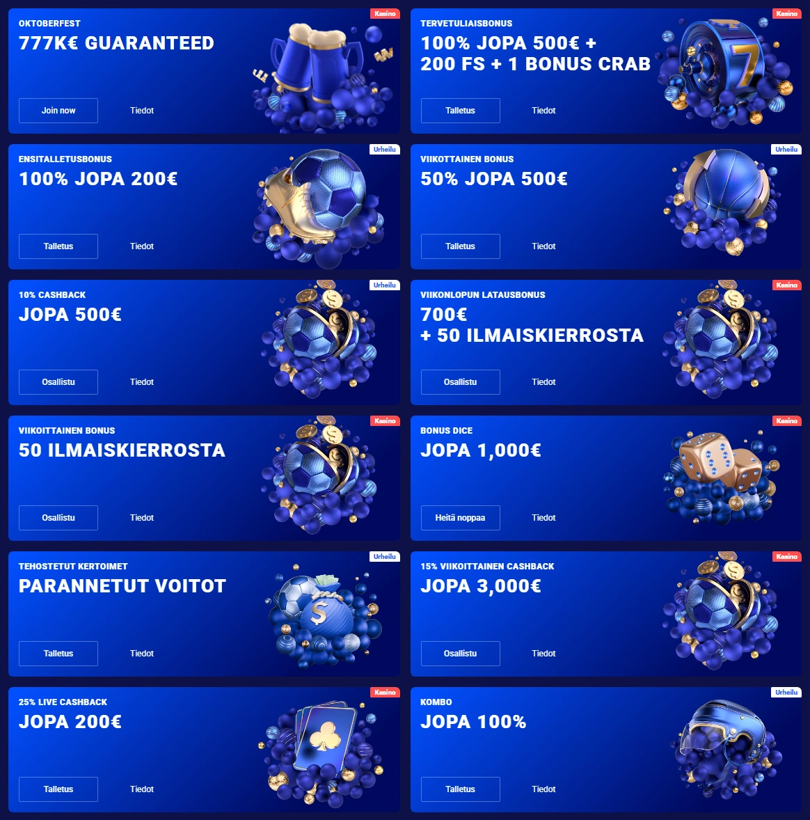 Bonukset ja Promootiot Frumzi Casinolla